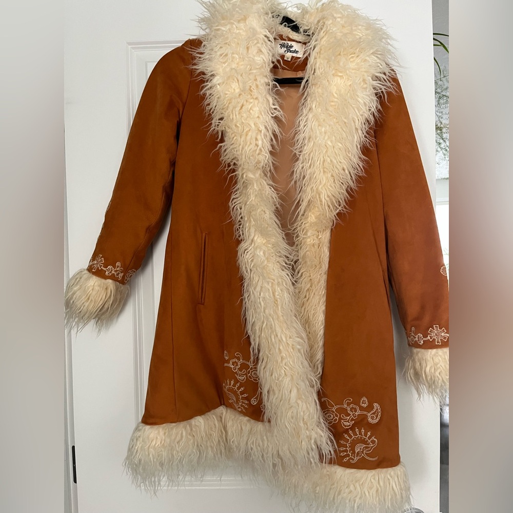 SOLD Hippie Shake penny lane coat with faux fur trim
